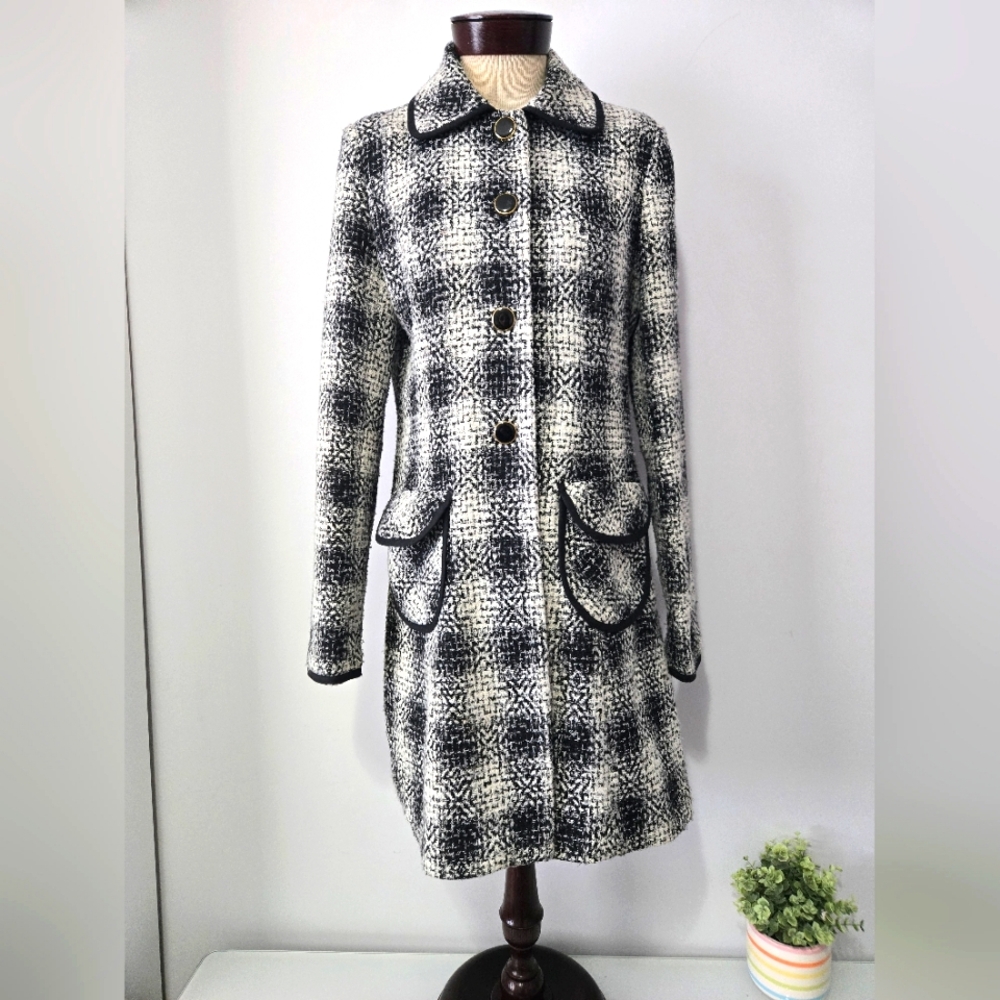 LONG TALL SALLY black and white wool blend coat. Size 8